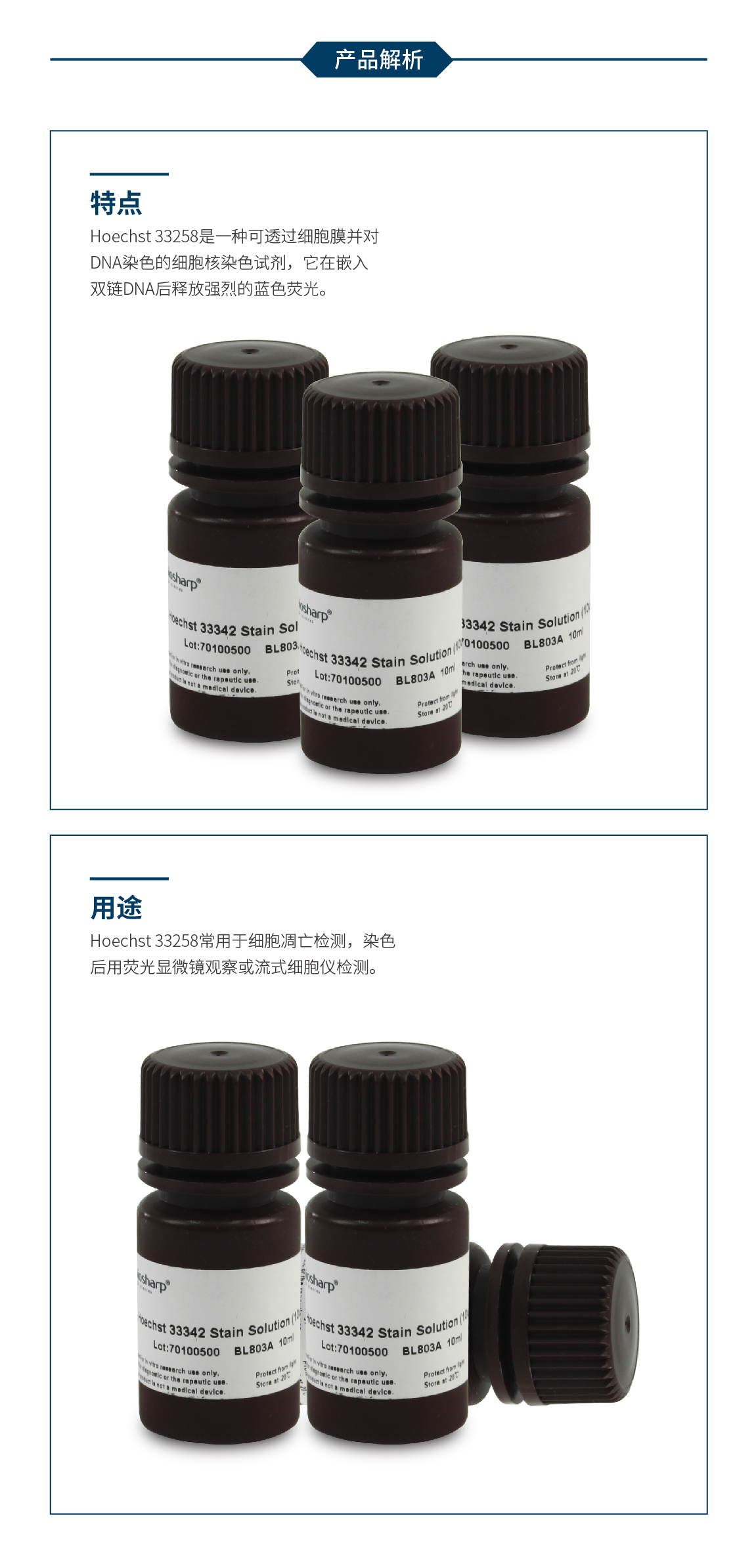 Biosharp BL803A Hoechst 33342染色试剂（即用型 10ug/ml） 试剂仪器耗材